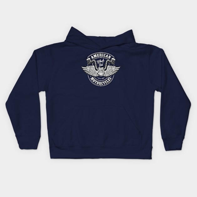 American Motorcycle Rider Kids Hoodie by Louis_designetc